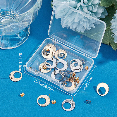 20Pcs 2 Color Brass Stud Earring Findings KK-BBC0004-35-1