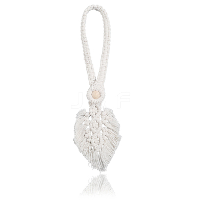 2Pcs Handmade Macrame Leaf Curtain Tiebacks AJEW-CN0003-65A-1