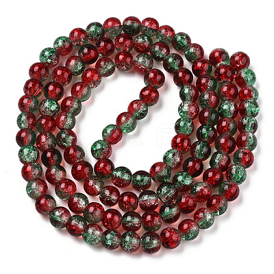 Two-Tone Crackle Baking Paint Transparent Glass Beads Strands X-CCG-T004-8mm-06-1