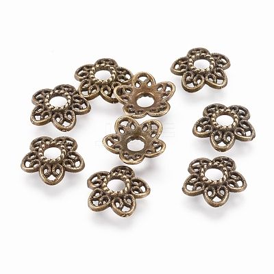 Tibetan Style Alloy Bead Caps X-MLF10597Y-NF-1