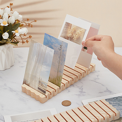 2Pcs Rectangle Wooden Card Slotted Display Stands AJEW-FG0005-78-1