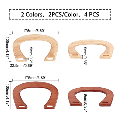 4Pcs 2 Colors Oakwood Bag Handles FIND-WR0001-56A-1