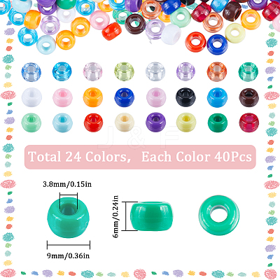 960Pcs 24 Colors Opaque Plastic Beads KY-SC0001-82-1