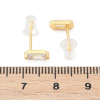 Cubic Zirconia Rectangle Stud Earrings FU7889-8-1