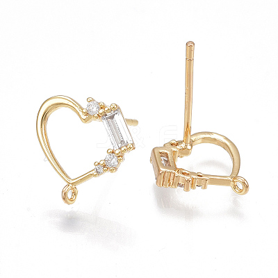 Brass Cubic Zirconia Stud Earring Findings X-KK-S350-001G-1