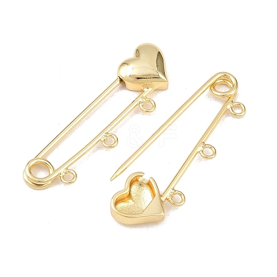 Heart Brass Brooch Findings LS-KK-Z132-01G-01-1
