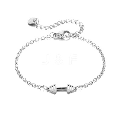 304 Stainless Steel Dumbbell Link Bracelets WG5C189-01-1