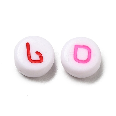 Opaque Flat Round Acrylic Enamel Beads OACR-P017-C01-1
