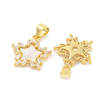 Rack Plating Brass Micro Pave Clear Cubic Zirconia Pendants KK-K341-60G-1