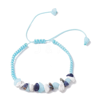 Adjustable Rhombus Natural Gemstone Braided Bracelets for Women BJEW-JB10993-01-1