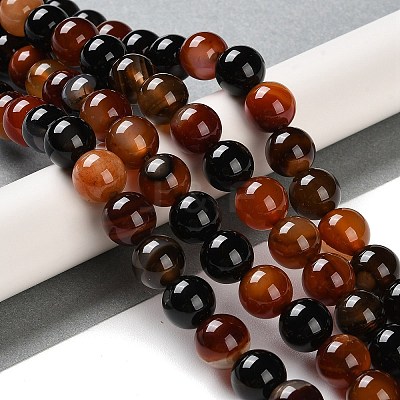 Natural Striped Agate/Banded Agate Beads Strands G-Z060-A01-C13-1