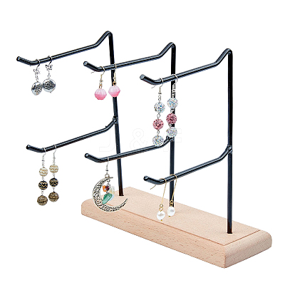 2-Tier 3-Row Wood Jewelry Display Stands EDIS-WH0016-008A-1