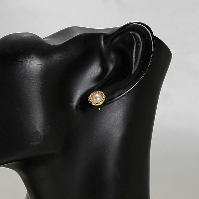 Elegant Flat Round 201 Stainless Steel Stud Earrings DL3437-1