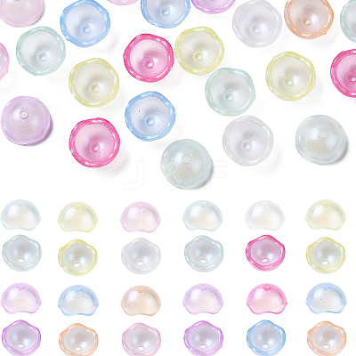 40Pcs 8 Colors Transparent Plastic Bead Caps KY-CJ0001-97-1