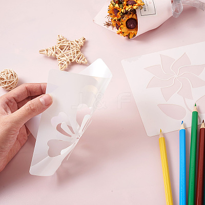 24 Sheets 24 Styles Plastic Drawing Stencil DIY-CW0001-13-1