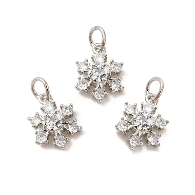 Rack Plating Brass Micro Pave Cubic Zirconia Pendants KK-E081-16P-1