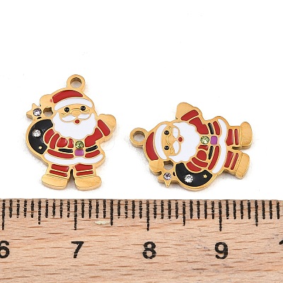 Christmas 304 Stainless Steel Enamel Pendants SA-CBA85C0-02G-G-1