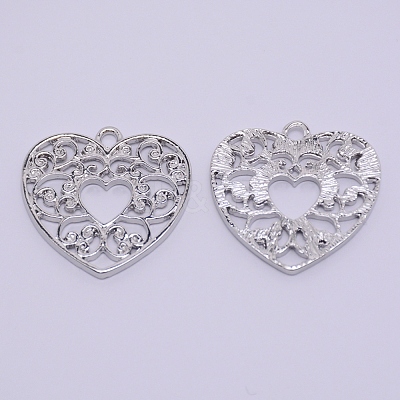 Hollow Alloy Kitten Open Back Bezel Pendants PALLOY-WH0080-11P-RS-1