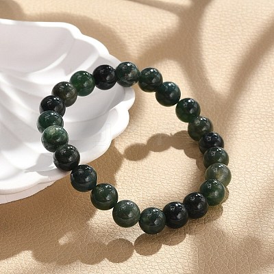Natural Moss Agate Beads Stretch Bracelets BJEW-F380-01-B15-1