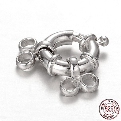 Rhodium Plated 925 Sterling Silver Spring Clasp Sets STER-N014-31-1