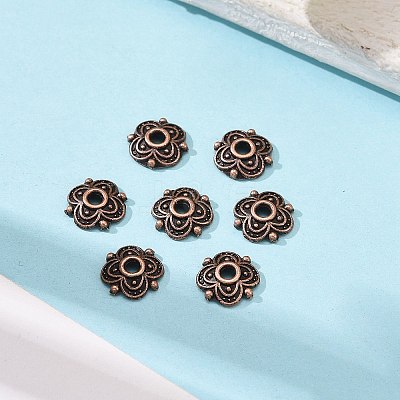 4-Petal Tibetan Style Alloy Flower Bead Caps LS-X-TIBE-S222-R-NR-1