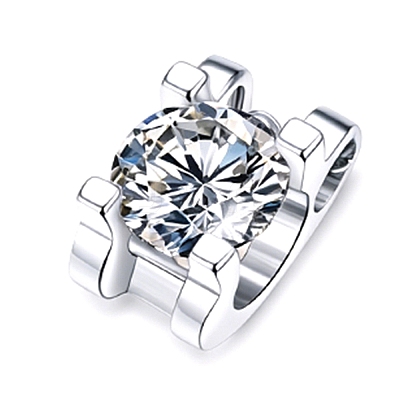 Anti-Tarnish Rhodium Plated 925 Sterling Silver Pave Crystal Moissanite Rhinestone Oval Pendant STER-U003-07P-1
