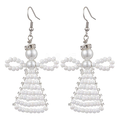 Glass Seed Beads Angle Dangle Earrings EJEW-MZ00288-01-1