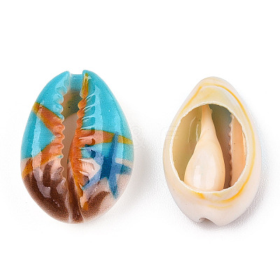 Printed Cowrie Shell Beads X-SSHEL-T013-01C-1