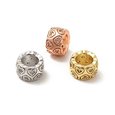 Rack Plating Brass Micro Pave Cubic Zirconia European Beads KK-C010-13-1