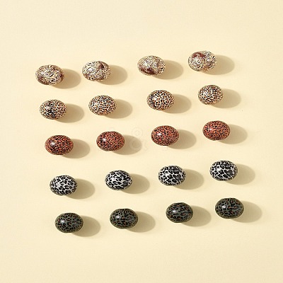 40Pcs 5 Colors Printed Schima Wood Beads WOOD-FS0001-47-1