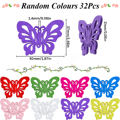 32Pcs Dyed Wood Connector Charms FIND-SC0011-10-1