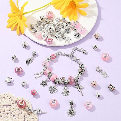 DIY European Style Bracelet Kits. including Alloy & Resin European Beads DIY-YW0012-11B-1