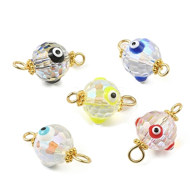 Transparent Evil Eye Glass Connector Charms PALLOY-JF02209-1