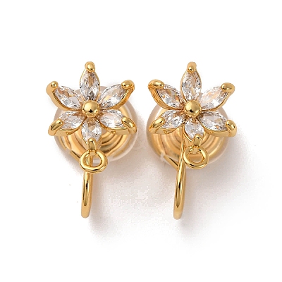 Brass Micro Pave Cubic Zirconia Ear Cuff Findings KK-F898-19D-G-1