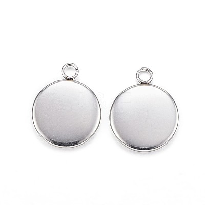 Non-Tarnish 304 Stainless Steel Pendant Cabochon Settings X-STAS-G127-13-10mm-P-1