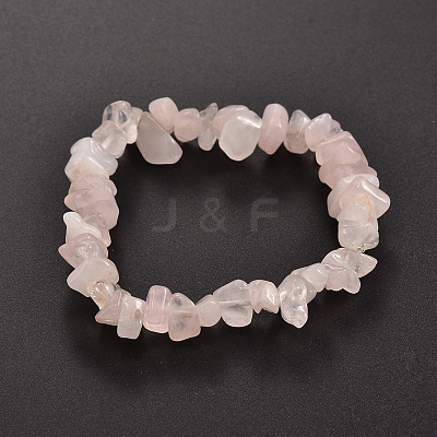 Chips Natural Rose Quartz Beaded Stretch Bracelets BJEW-JB01826-02-1