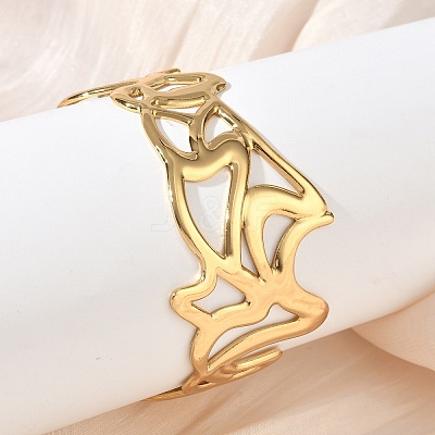 304 Stainless Steel Cuff Bangles for Women SA-CBAEBCF-01G-A-1