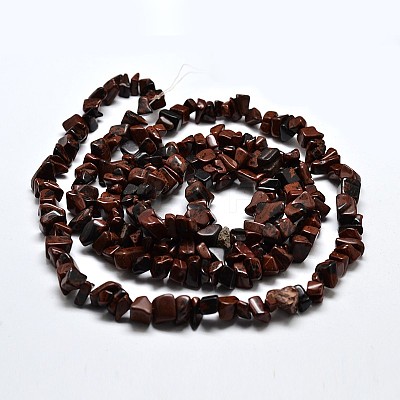 Chip Natural Mahogany Obsidian Beads Strands G-N0134-25-1