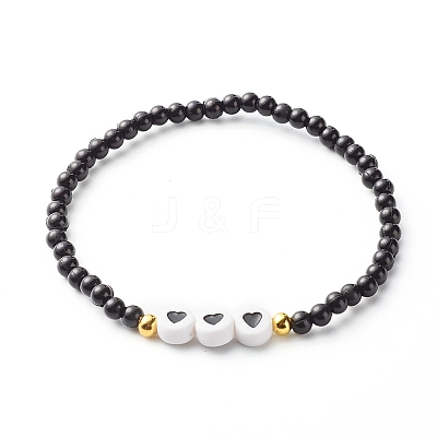 Pray & Love Acrylic Beads Stretch Bracelet Set for Gift BJEW-JB06679-1