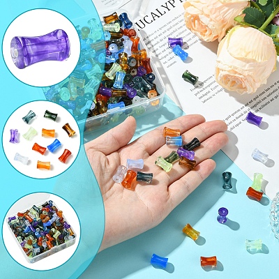 250Pcs Gradient Color Transparent Acrylic Beads OACR-FS0001-93-1