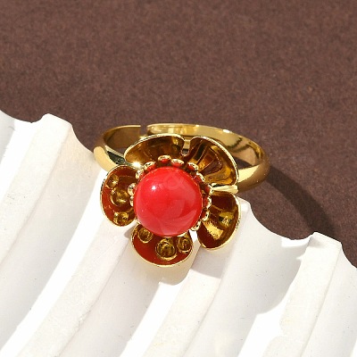 Brass Adjustable Finger Rings for Women RJEW-K295-02G-1