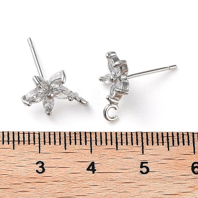 Brass Micro Pave Cubic Zirconia Studs Earring Findings KK-K364-03P-1
