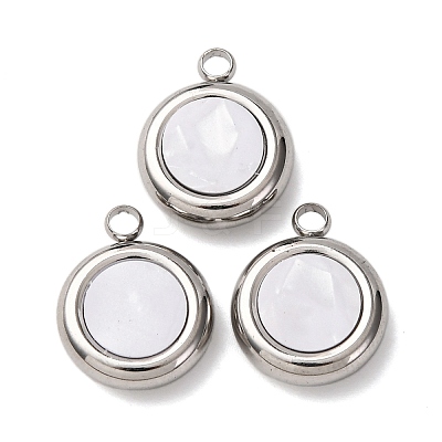 304 Stainless Steel Resin Pendants STAS-P406-15C-P-1