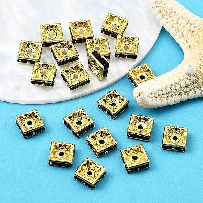 Brass Rhinestone Spacer Beads RSB074NF-04G-1