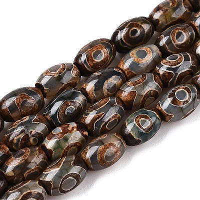 Natural Tibetan Agate 3-Eye Beads Strands G-T138-195A-1