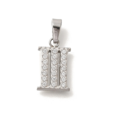 304 Stainless Steel Micro Pave Cubic Zirconia Pendants STAS-H228-02P-03-1