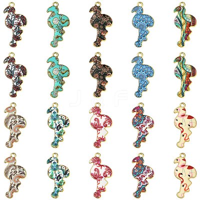 40Pcs 10 Styles Printed Alloy Pendants FIND-CJ0001-96-1