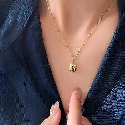201 Stainless Steel Engraved Flower Rectangle Pendant Necklaces for Women WG2AA63-01-1