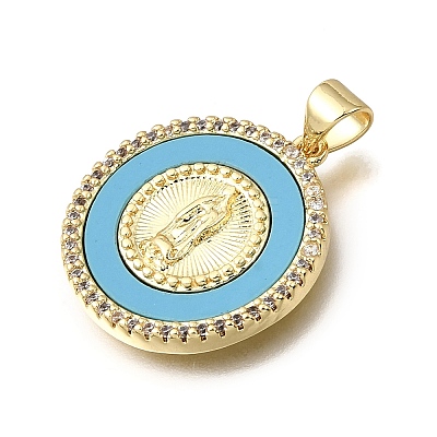 Easter Brass Clear Cubic Zirconia & Acrylic Pendants KK-G602-06G-02-1