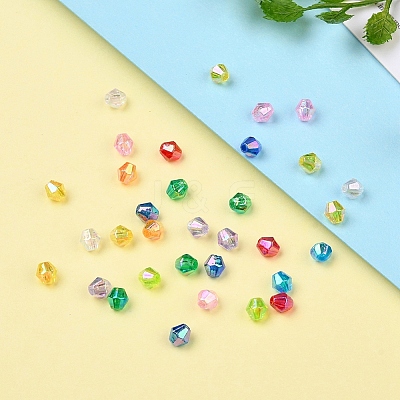 Bicone AB Color Plated Eco-Friendly Transparent Acrylic Beads TACR-CJ0001-12-1